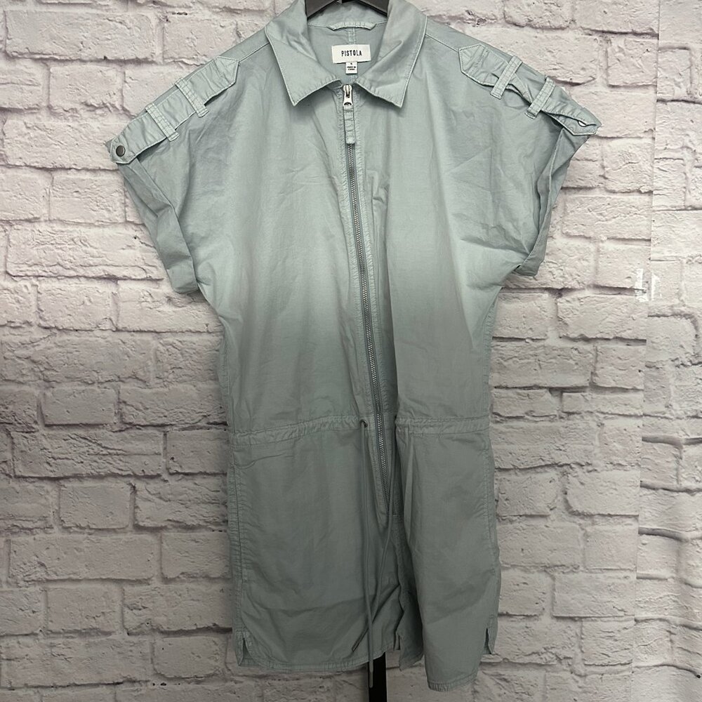 Pistola Chambray Short Sleeve Zipper Jumpsuit - Small